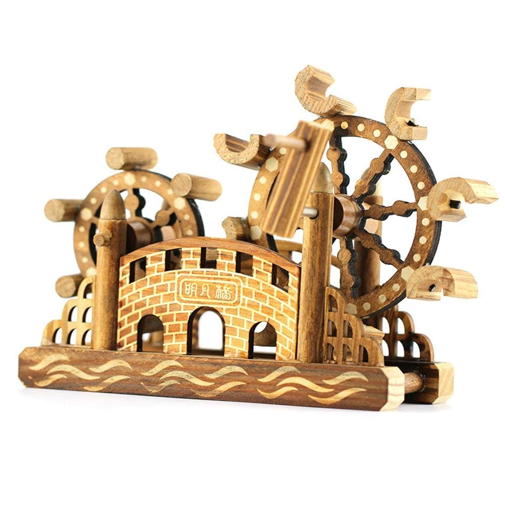 Wooden Mingyue Bridge Waterwheel Wood Crafts Decorations Gifts Home Crafts Mingyue Bridge Waterwheel