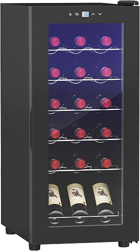 Cave à Vin 18 Bouteilles 50L Silencieux avec Porte en Ver HOMCOM