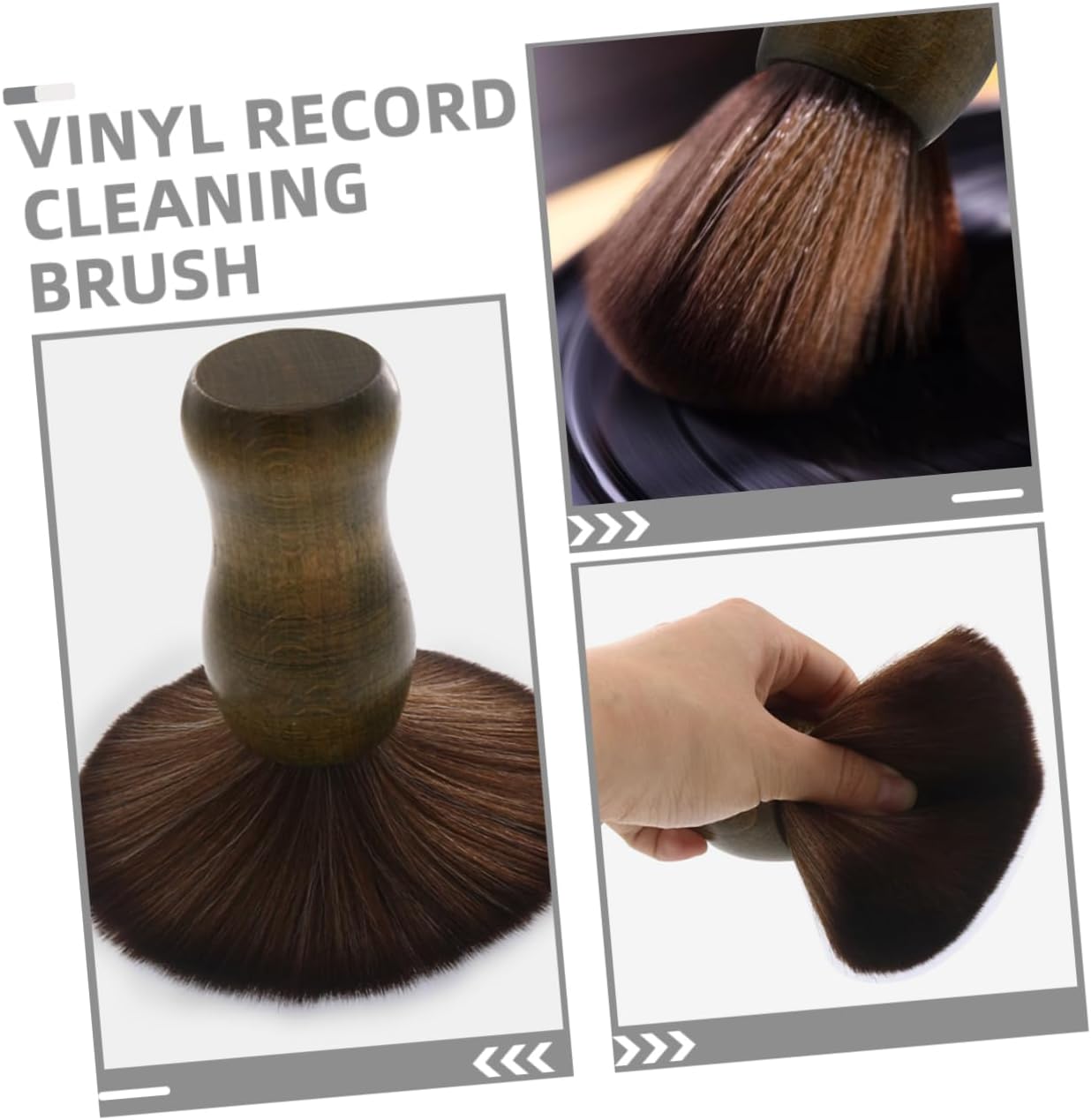 NUOBESTY 2pcs Vinyl Record Player Cleaning Brush Soft Bristles Ergonomic Design for Stylus Needle
