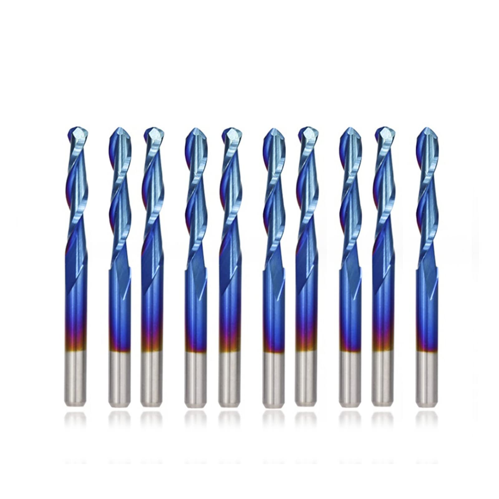 Wkwuvlas One Color 10Pcs Ball Nose End Mill Cutter Set - 3.175Mm Shank Carbide Milling Bits For Router, Woodworking And Engraving(3.175X2x8)