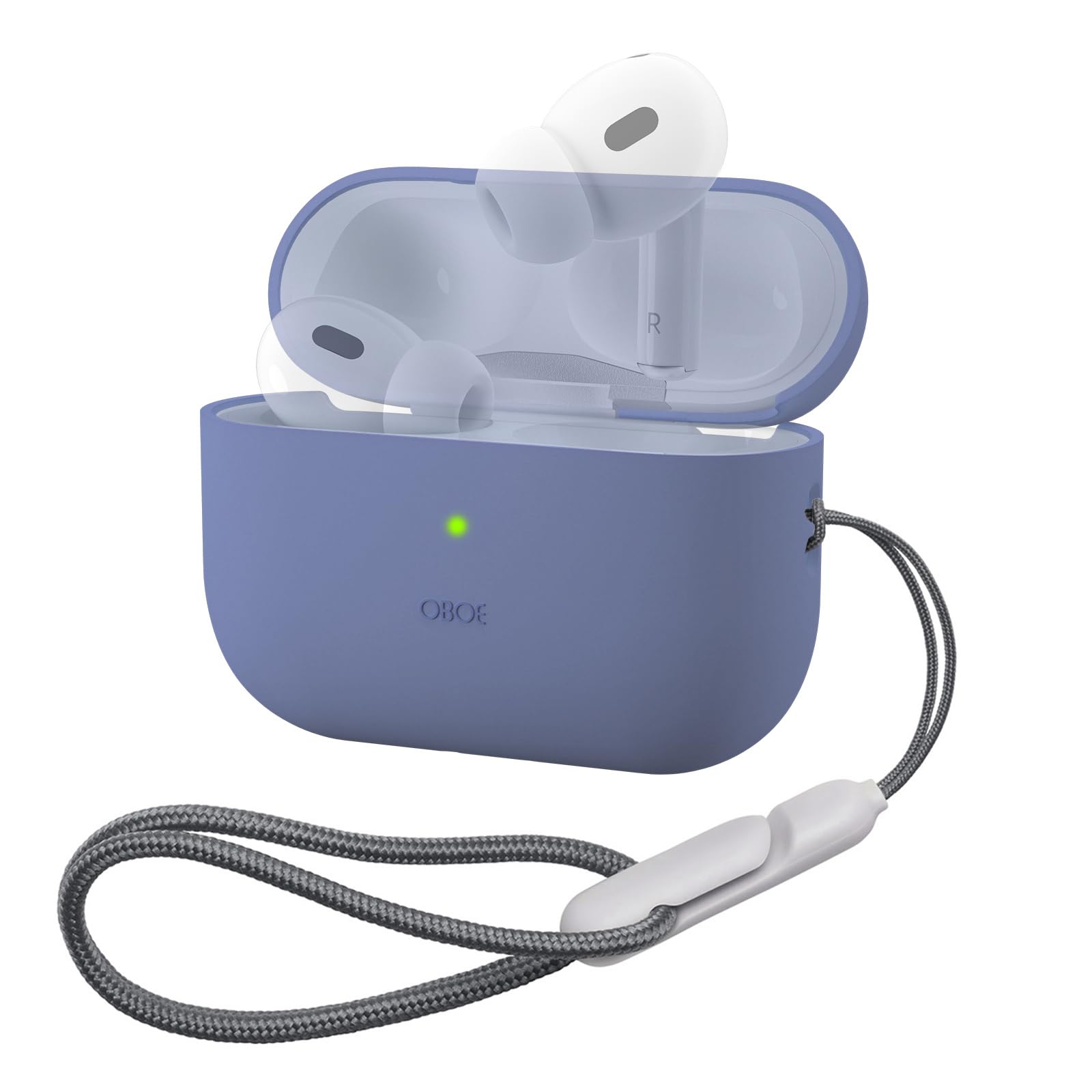 Oboe Soft Silicone Protective Case Cover Compatible with Apple AirPods Pro 2 Case with Anti-Lost Lanyard (Lavender Grey) [AIRPODS & Charging CASE NOT Included]-image-23