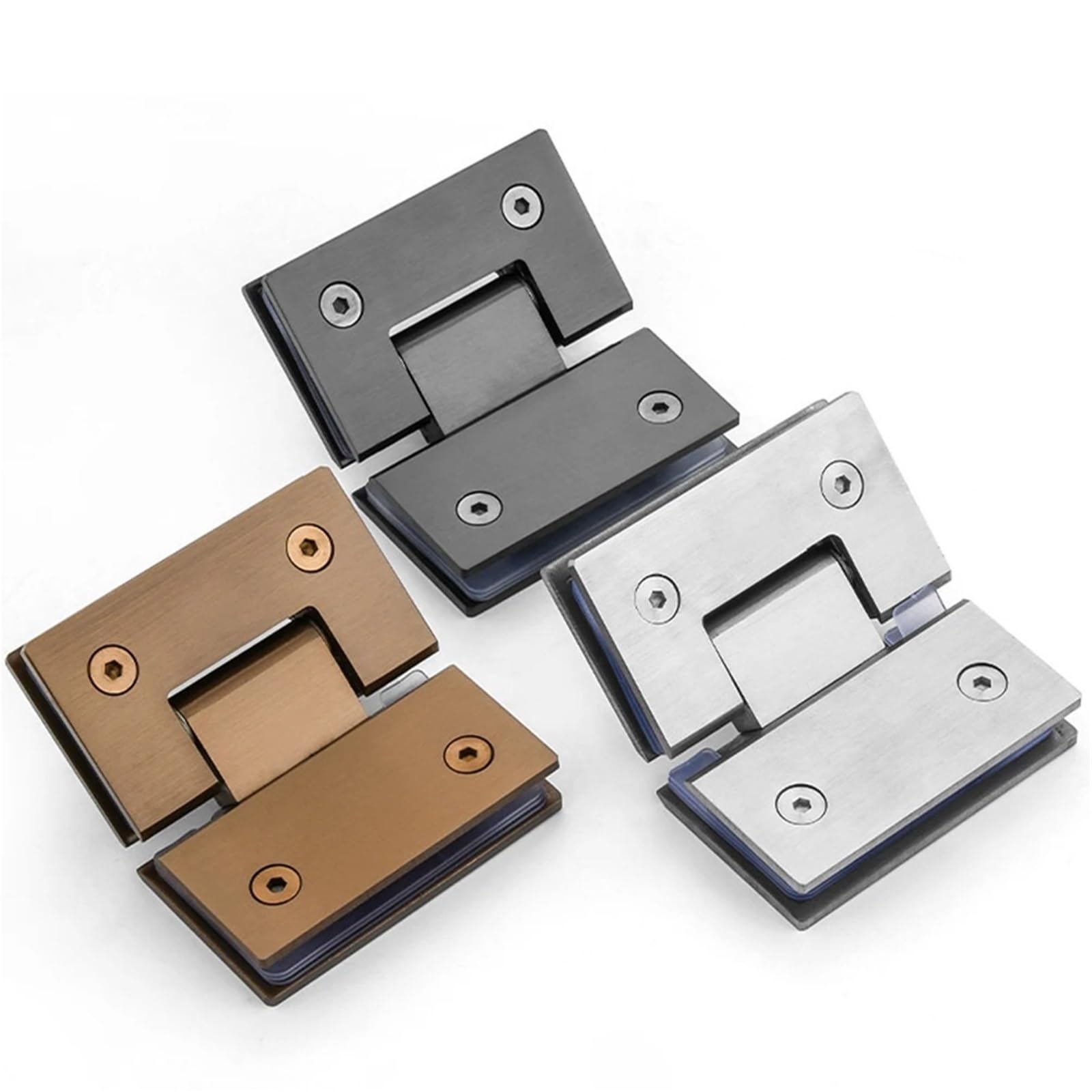 2 uds 180 grados Clip de escaparate acero inoxidable soporte vidrio resistente abrazadera puerta ducha bisagra muebles piezas repuesto(Silver)