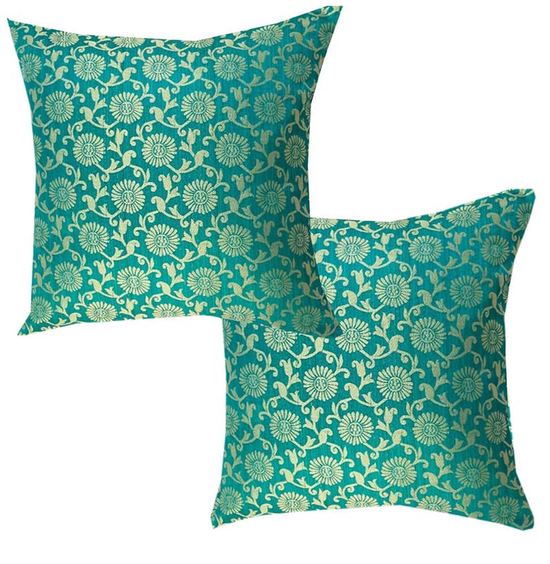 PINK PARROT Jacquard Silk 16X16inch Cushion Cover Set of 2 pcs