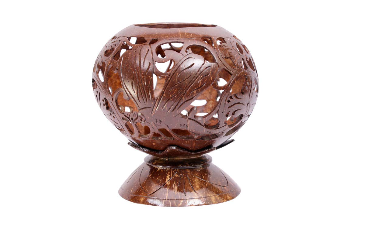 Pioneer Arts Handcrafted Real Coconut Shell Tealight Candle Holder Indonesian handicrafts