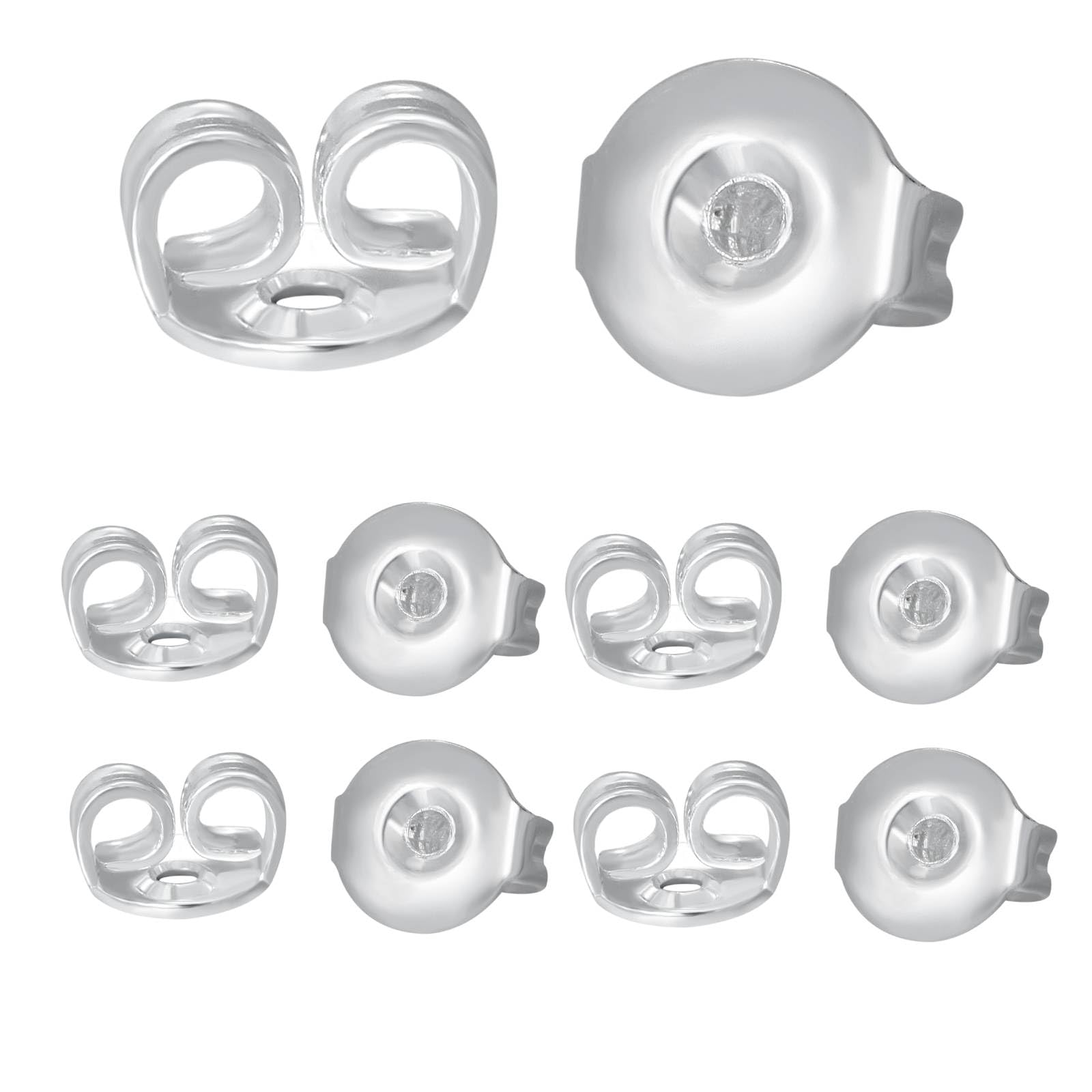 JIACHAREMED Silver Earring Backs Replacements - Comfort Butterfly Earring Backs for Studs, Secure Ear Locking for Stud Earrings Ear Nut for Posts, 10Pcs/5 Pair