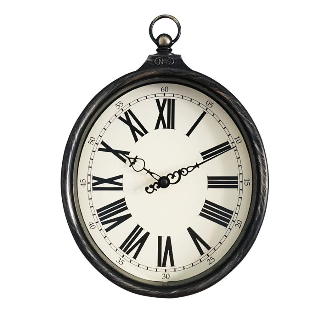Horloge en imitation fer forgé ovale au mécanisme quartz silencieux
