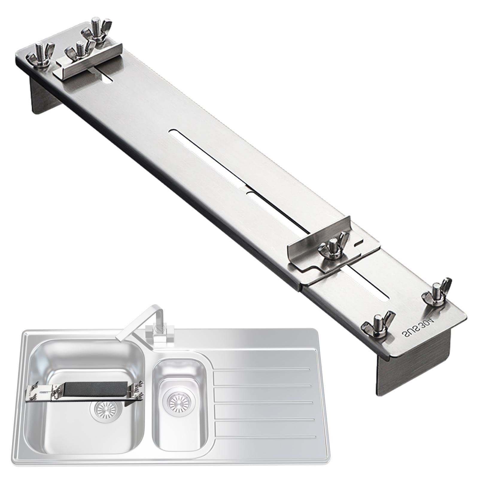 Pierre à Aiguiser Pont Évier Acier Inoxydable Réglable 7-24cm - Support Stable Pour Pierres à Aiguiser