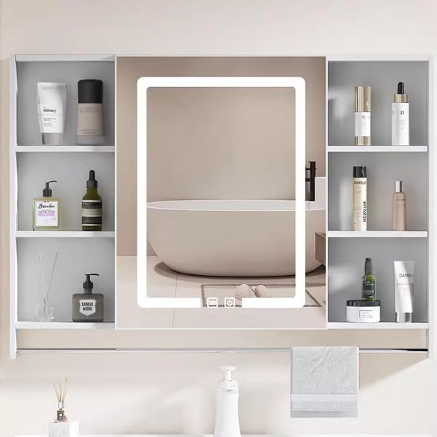BKSXSOP Bathroom aluminum alloy wall cabinet Smart mirror cabinet,smart medicine with defogger,bathroom vanity lights and storage led lights,