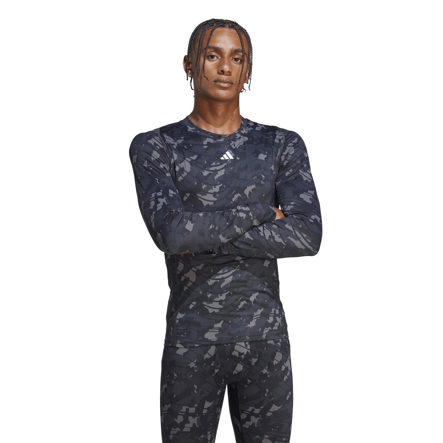 adidas Techfit Allover Print Training Long Sleeve tee T-Shirt (Long Sleeve) Hombre