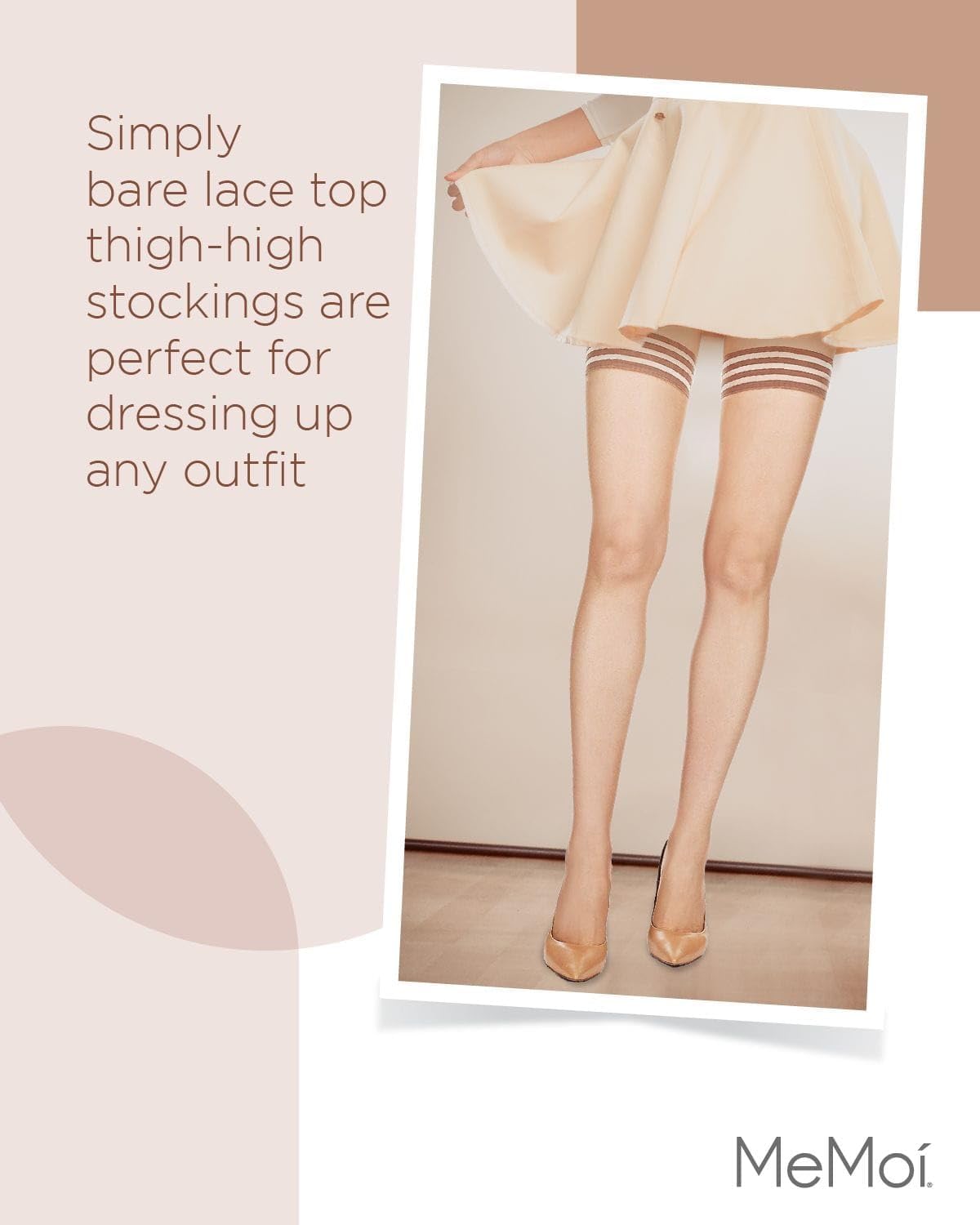 MeMoi Simply Bare Thigh High Stockings, Nylon Blend Tights for Women, Breathable Thigh High Tights - Sizes Small to Q2 - Image 6