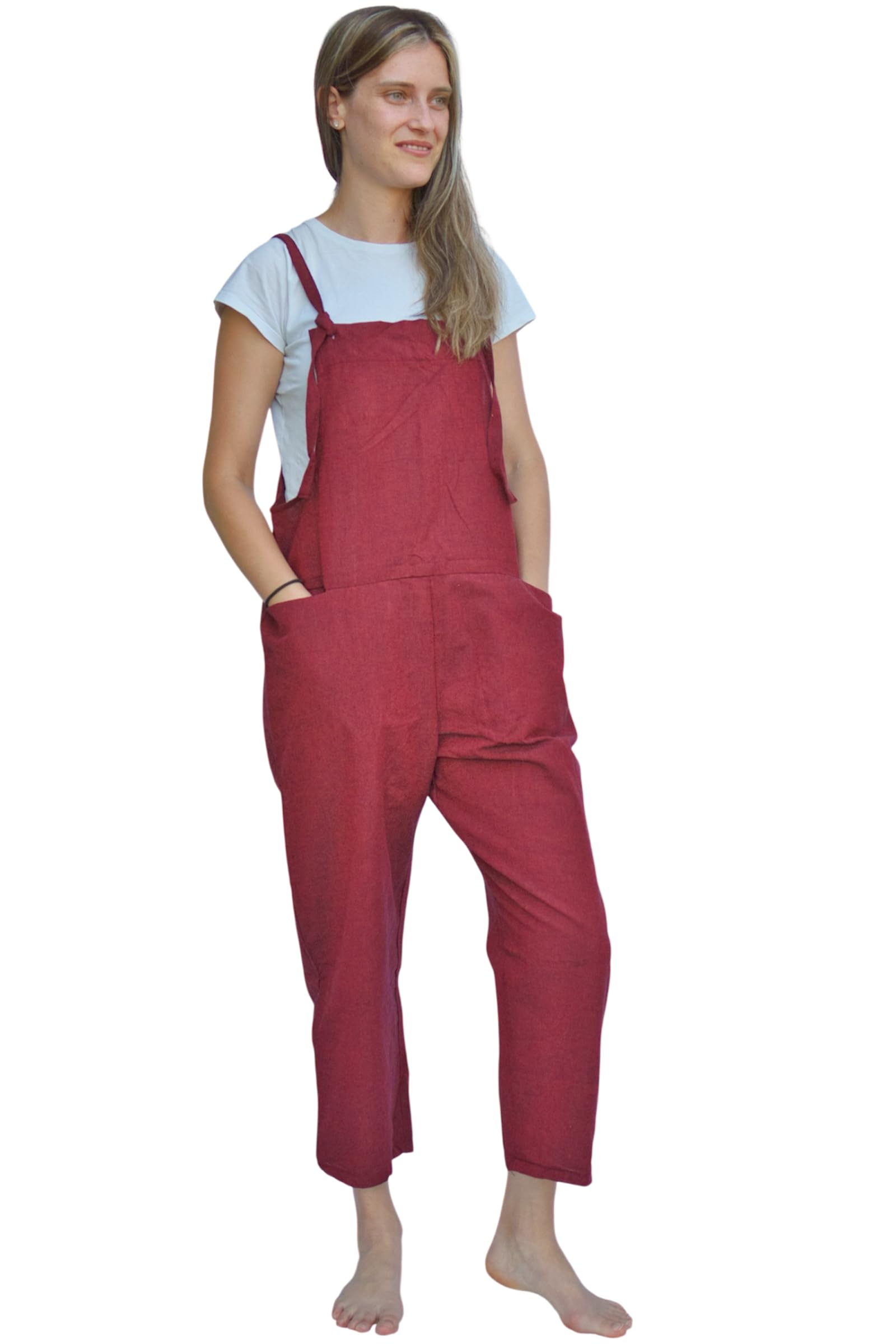 JUNKIRI Salopette Elegante Bohemien in Cotone, Realizzata a Mano in Nepal, Tuta Larga a Gamba Ampia, Jumpsuit, taglia unica