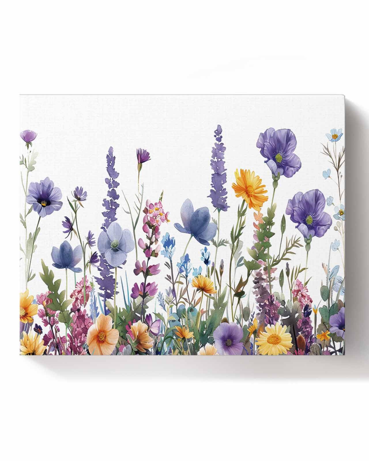 Sunteeny Paint by Number for Adults Beginner Poppy Lavender Daisy Flowers Watercolor Floral Retro Linen DIY Digital Oil Painting by Numbers Pictures Drawing On Canvas Framed 16"x20"