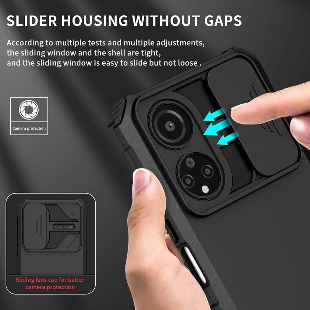 SEAHAI Cover Per Honor X7 Con Protezione Fotocamera Scorrevole - Antiurto Militare, Custodia Con Anello Supporto E Kickstand - Colore Argento