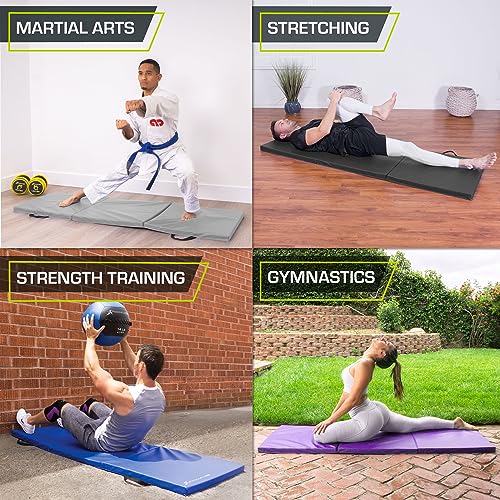 Prosourcefit PS-1948-TFM-PURPLE Tri-Fold Folding Thick Exercise Mat 6’X2’ With Carrying Handles For Mma, Gymnastics thumb #5