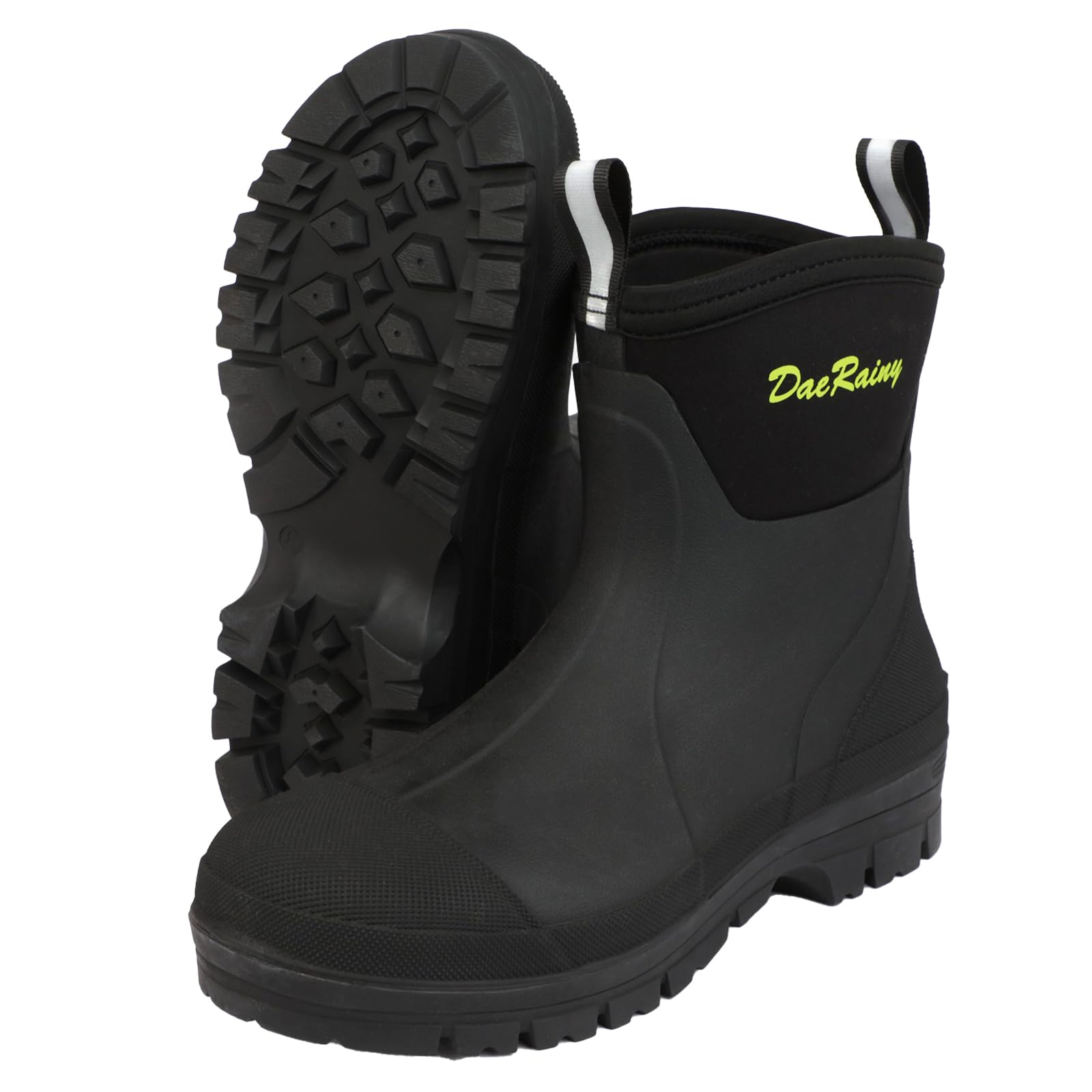 DaeRainy Womens Ankle Rain Boots Waterproof Garden Shoes Short Neoprene Rubber Booties for Wet Weather Outdoor Use