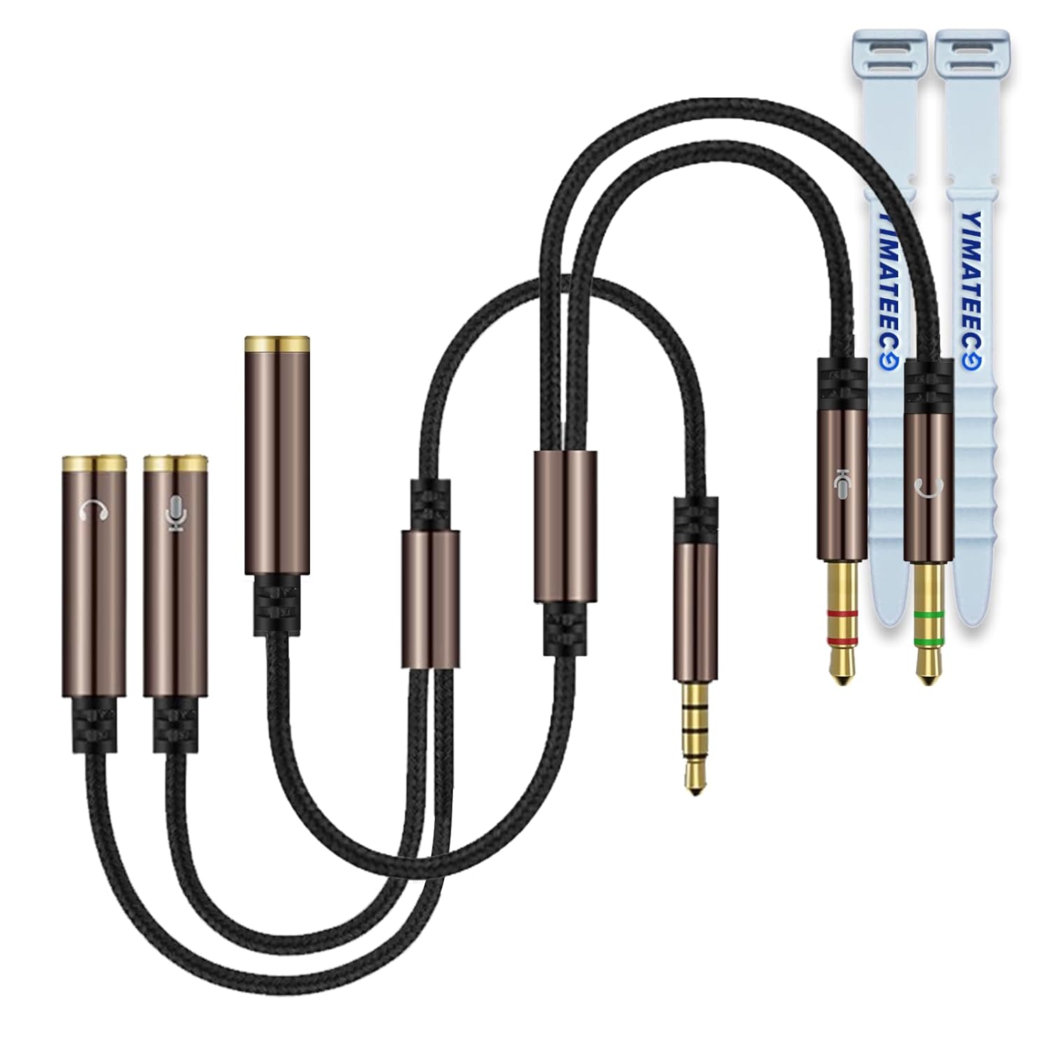 YIMATEECO Headphone Splitter 3.5mm Splitter, Headphone Jack Splitter Mic Adapter Aux