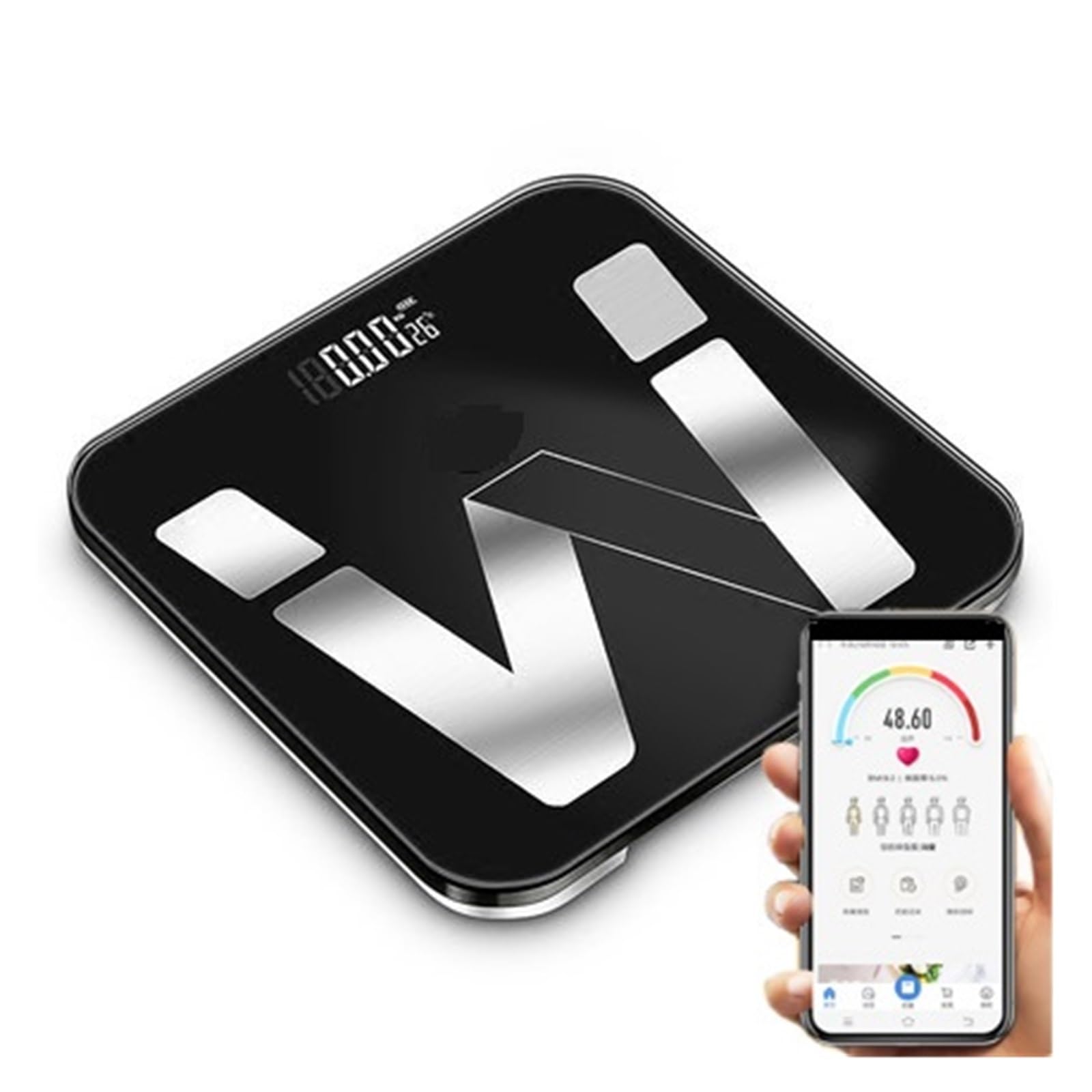 Bilancia Da Bagno Intelligente Elettronica For Grasso Corporeo Pavimento Digitale Corporale Bilanciamento Bluetooth Preciso E Facile Da Leggere(Black)