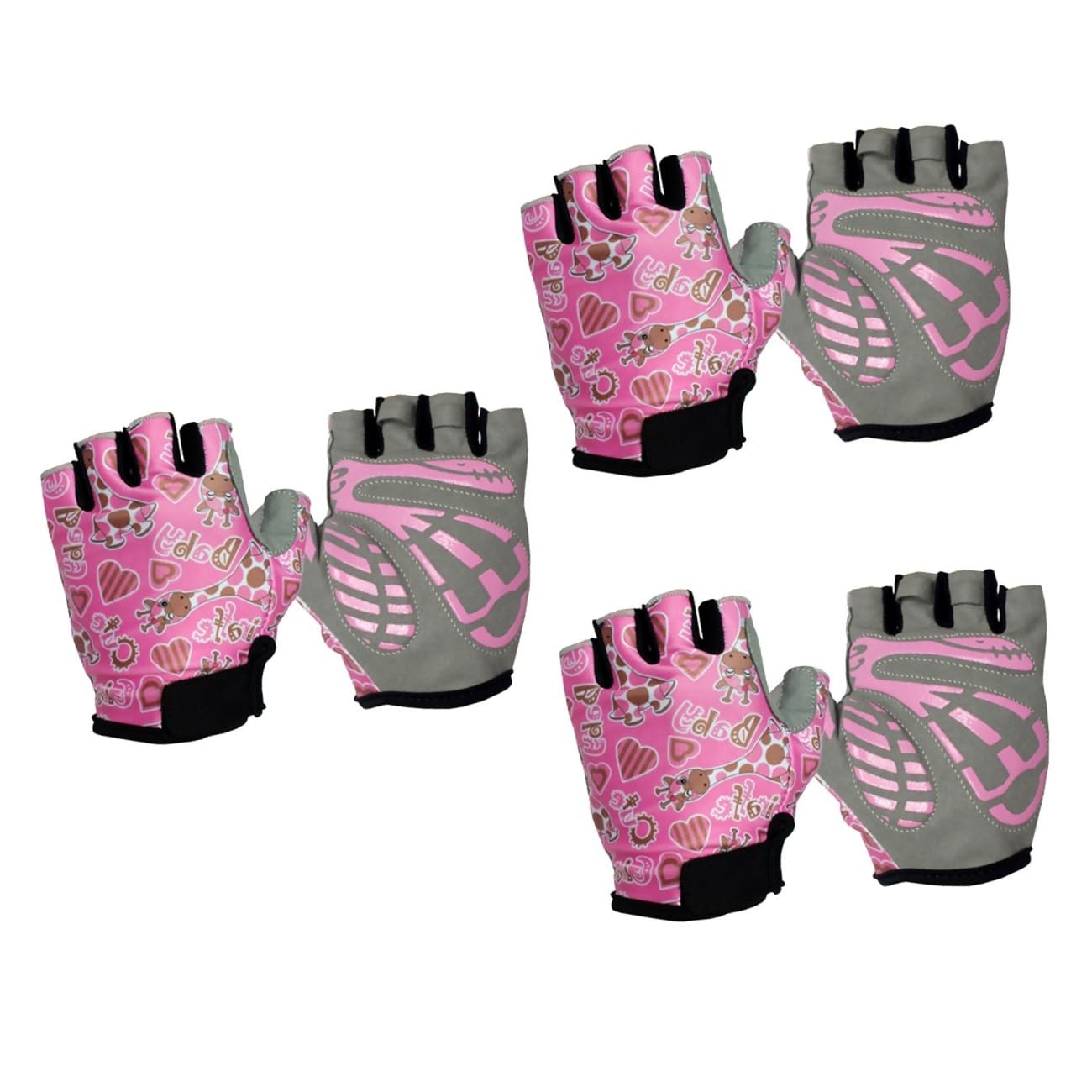 Toyvian 3paare Mädchen Fahrradhandschuhe Halb Finger Atmungsaktive rutschfeste Schutzhandschuhe Für Mädchen s Für Outdoor-Sport Und Fitnessaktivitäten