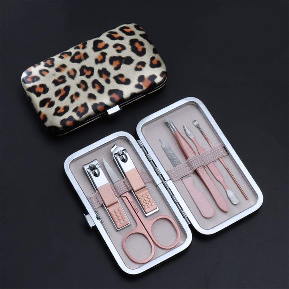 Cortauñas, juego de manicura, cortaúñas, kit de pedicura (negro/dorado), 7 piezas, cortaúñas profesional, kit de cuidado de pedicura, herramientas, kit de aseo, herramienta de manicura, con estuche fo