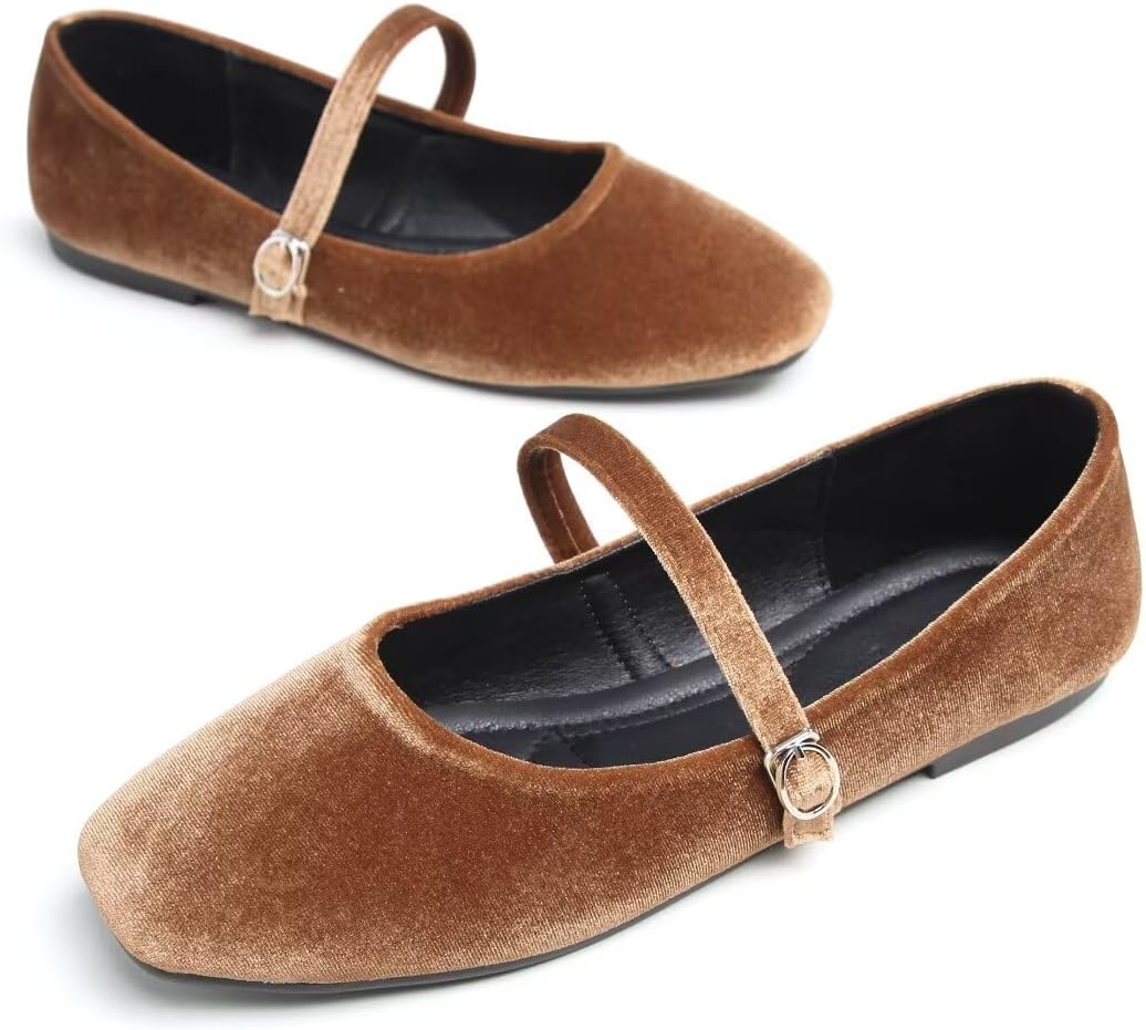 Stunner Mary Jane Square Toe Black Ballet Flats for Women Comfortable Ankle Strap Casual Slip On Flats - Image 6