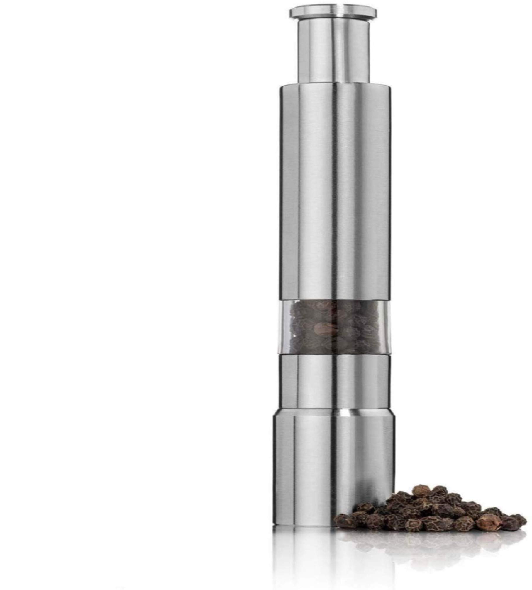 Thumb Press Salt Pepper Grinder Spice Mill (Silver , 15 x 2.7 x 2.7 cm)