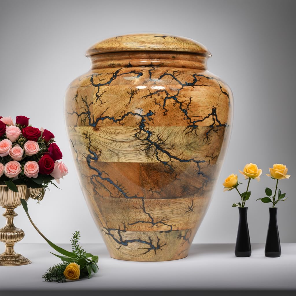 Prime Art Wooden Urns For Human Ashes Adult Cremation Urns For Adult Ashes Funeral Urns Wooden Urn Box Wooden Pet Urn Wooden Memorial Urn For Ashes (Xlarge (300Cu/Inch), Pet Urn)