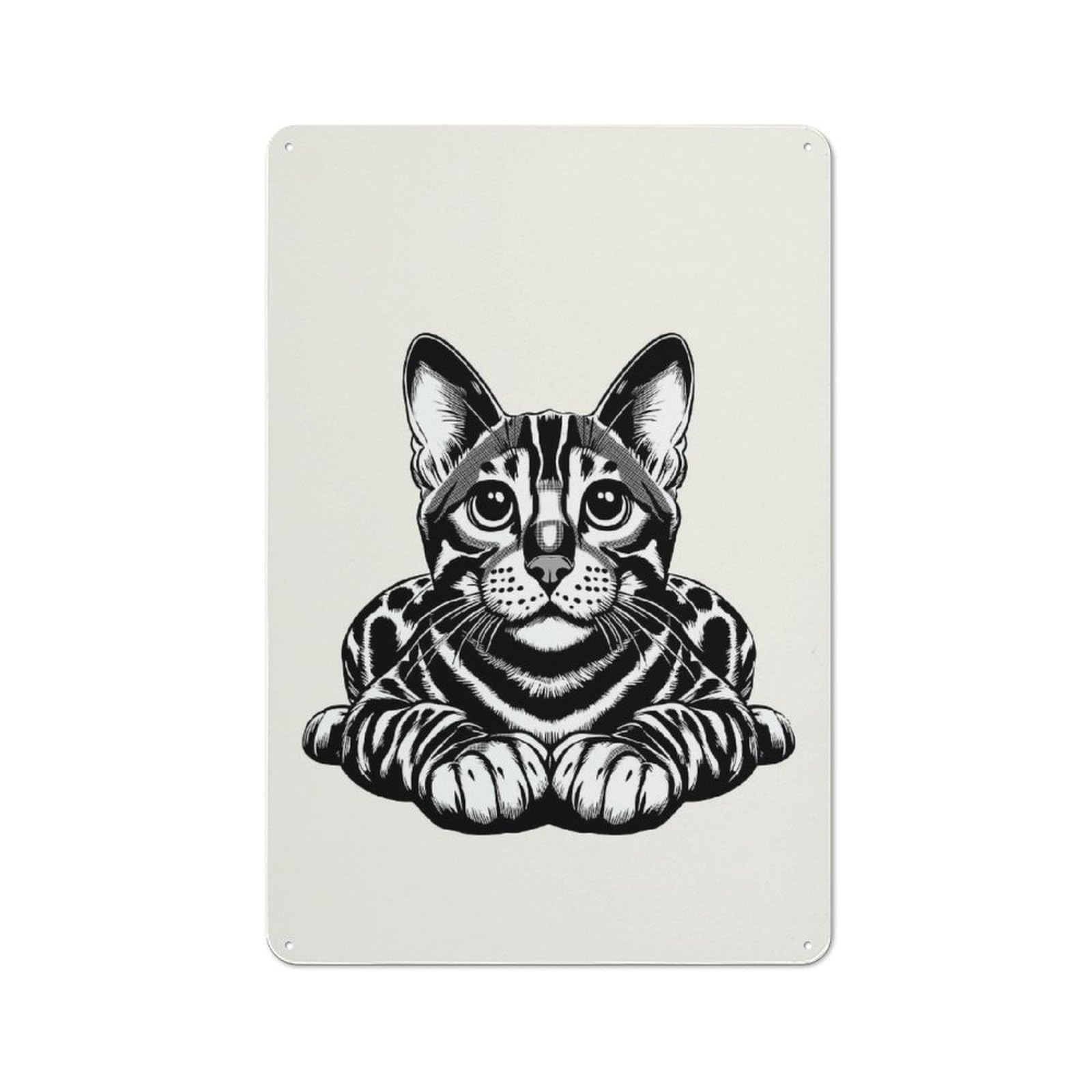 Junmoney Style-5 Metal Wall Sign 30X20cm Featuring Bengal Cat For Pub Or Café, Housewarming Wall Decor For People Furnishing Pub And Café