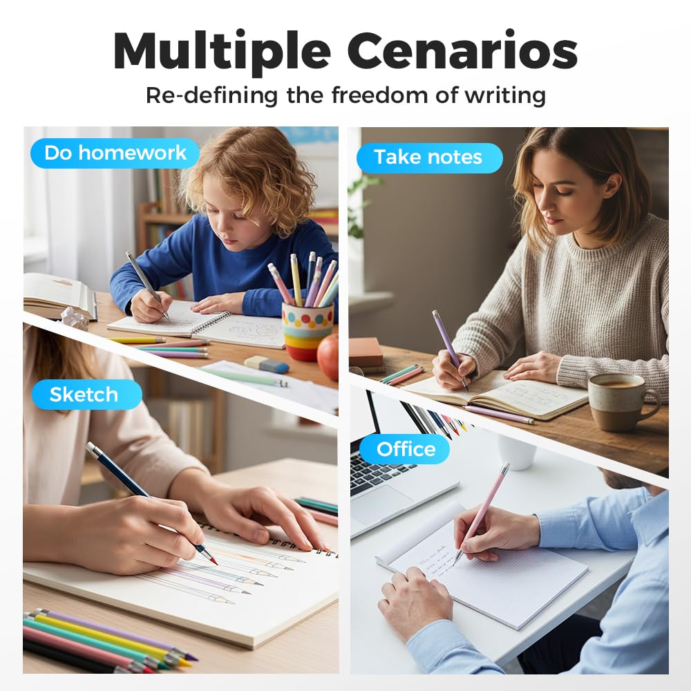 2026 Infinity Everlasting Pencil Reusable Inkless Metal Alloy Writing Instrument No Sharpening Needed with 12 Nibs Erasers Ideal — view 6