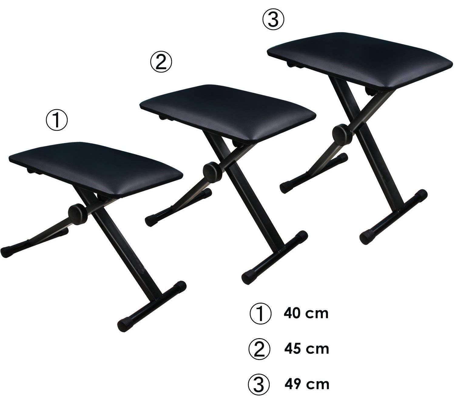 Banqueta para Teclado Altura Regulable Banco de Taburete para Piano FKB01. Plegable con Asiento Tapizado Bancos para Piano y Teclado
