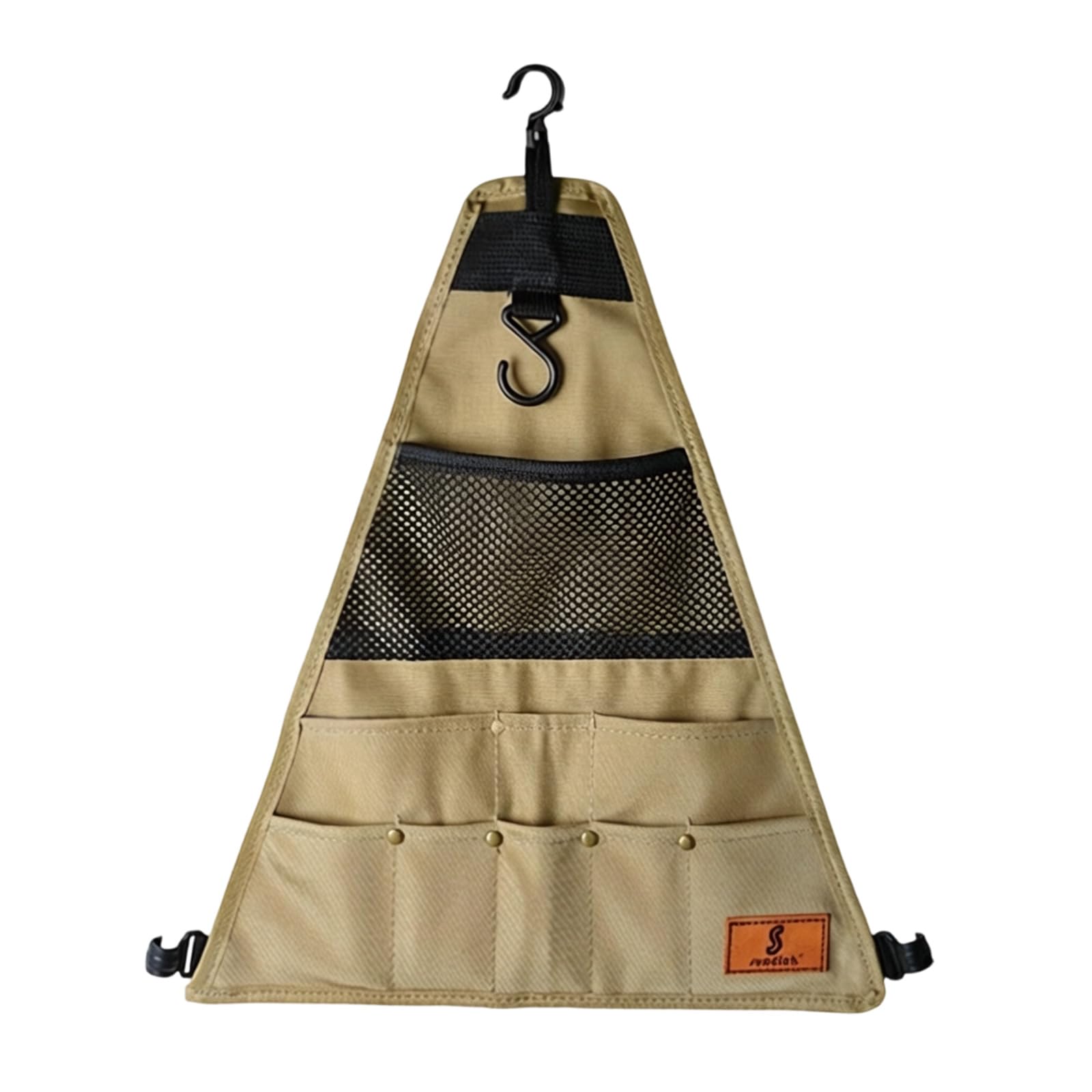 Hsioluted Triangle Trumpet Large Capacity Outdoor Picnics Utensils Organizers With Multiple Pockets And Elastic Strap For Camping Hiking And Bbq Outdoor Meal Tool Planner