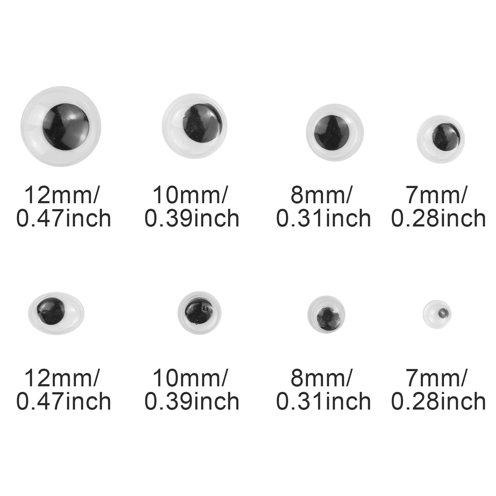 Occhi Mobili, 650 Pezzi Occhi Mobili 4-16mm per Fai da Te Scrapbooking Accessori, Occhi Finti Autoadesivi per Scrapbooking Fai da Te