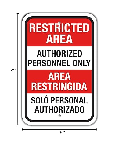 Miniatura 3 de SmartSign Letrero bilingüe "Área restringida - Solo personal autorizado"  Aluminio de 18 x 24 pulgadas