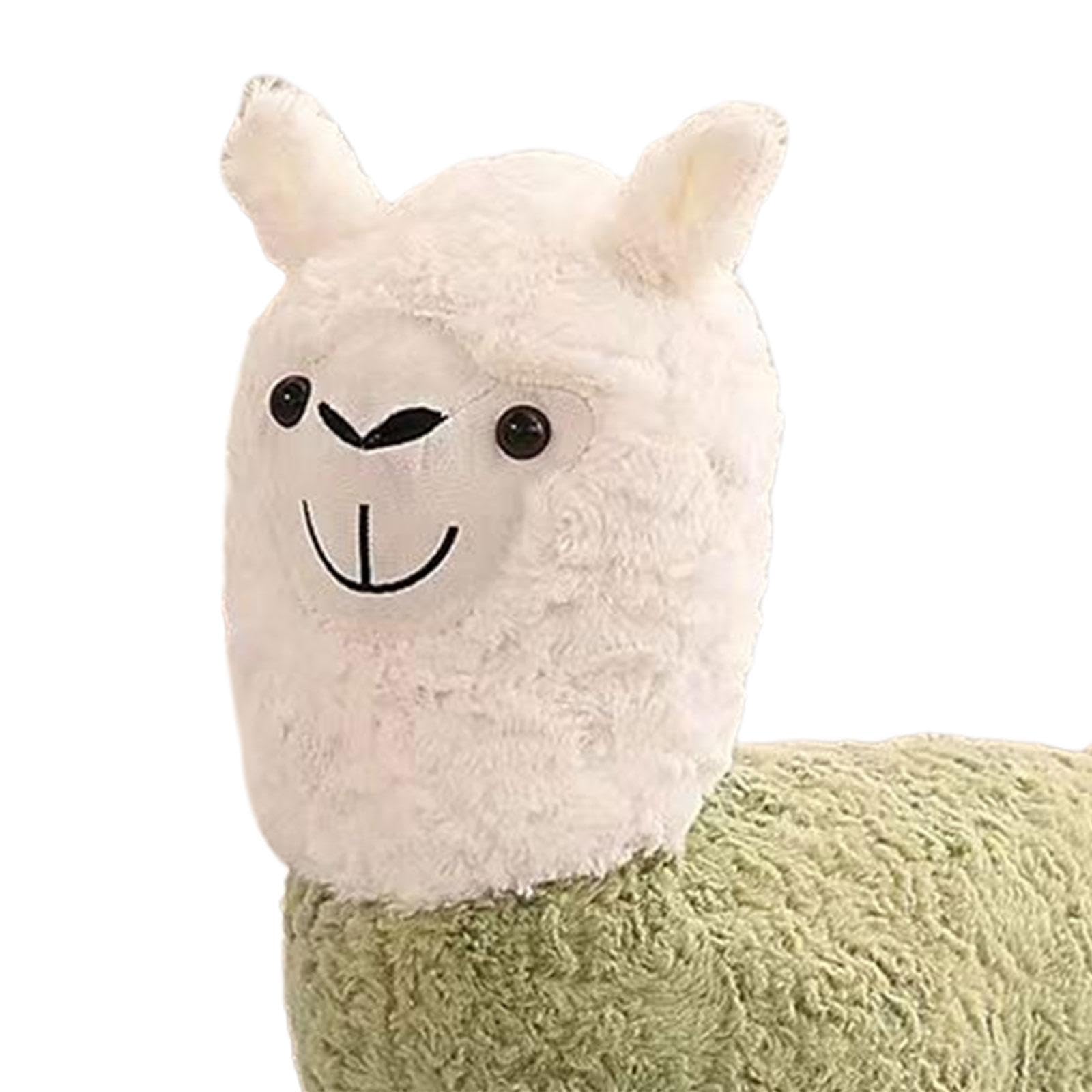 perfk Taburete de Alpaca, taburetes de Animales Bonitos, Animal Relleno, Asiento Acolchado portátil, reposapiés otomano de Animales, Taburete otomano para, Verde