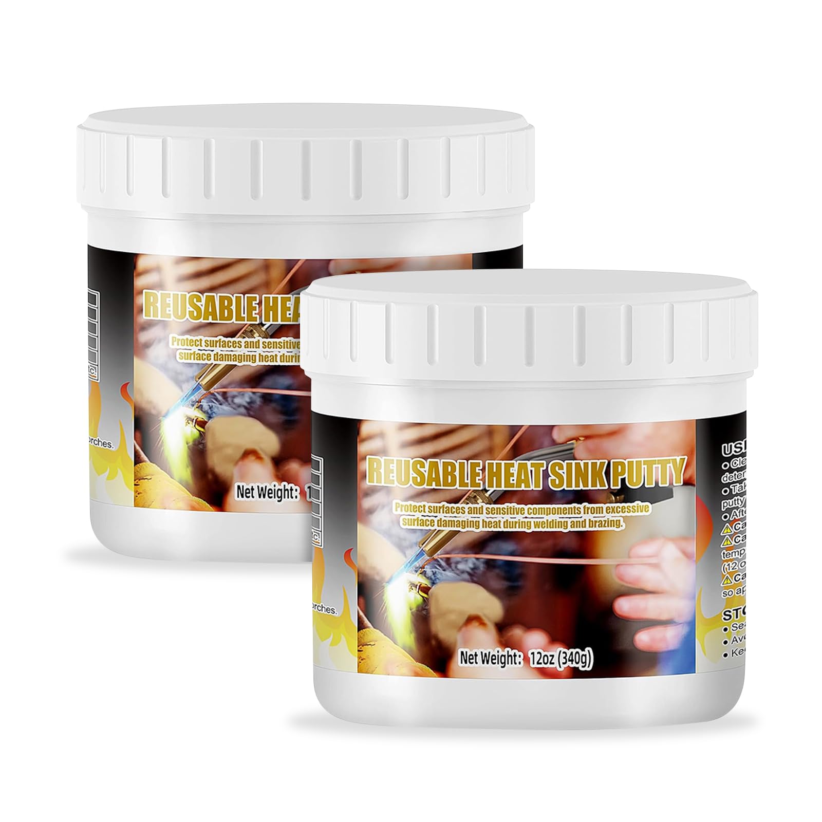 Semlos Lot de 2 pots de mastic bloquant la chaleur - Argile d'isolation thermique à souder malléable et réutilisable, barrière thermique pour installer des lunettes de vue, valves TXV, valves