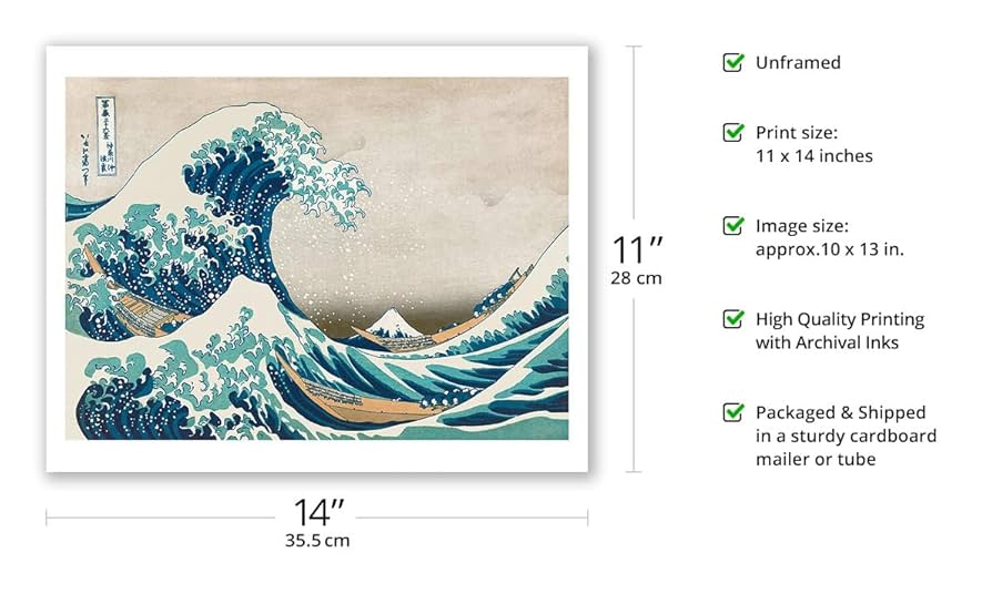 Amazon.co.jp: 神奈川沖浪裏 - 富嶽三十六景 - 浮世絵木版画