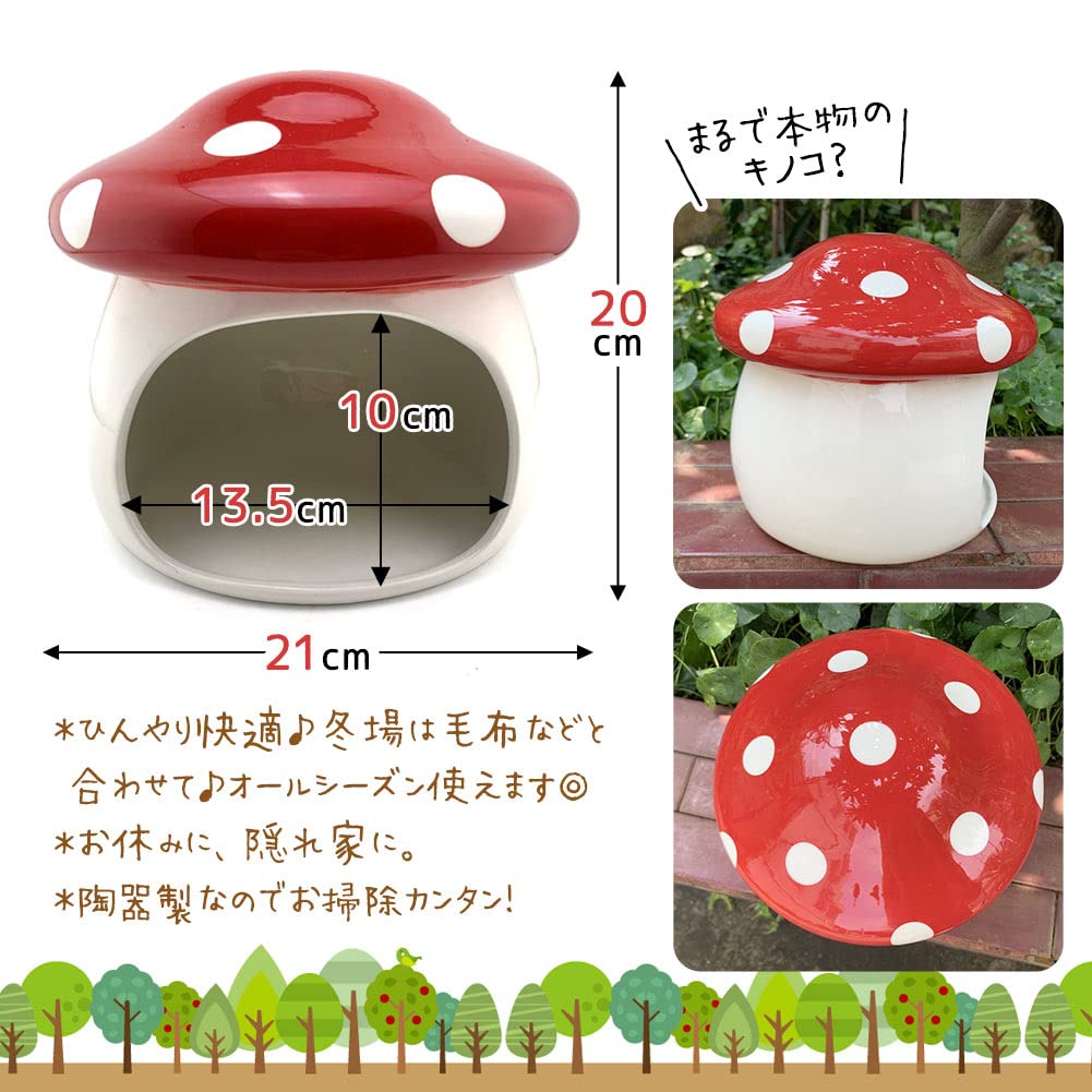 廃盤品❗️小動物用　きのこシェルター　きのこ型ハウス　きのこハウス チンチラ Amazon | fuu 小動物用 陶器のハウス 大きなキノコ 隠れ家 休み場