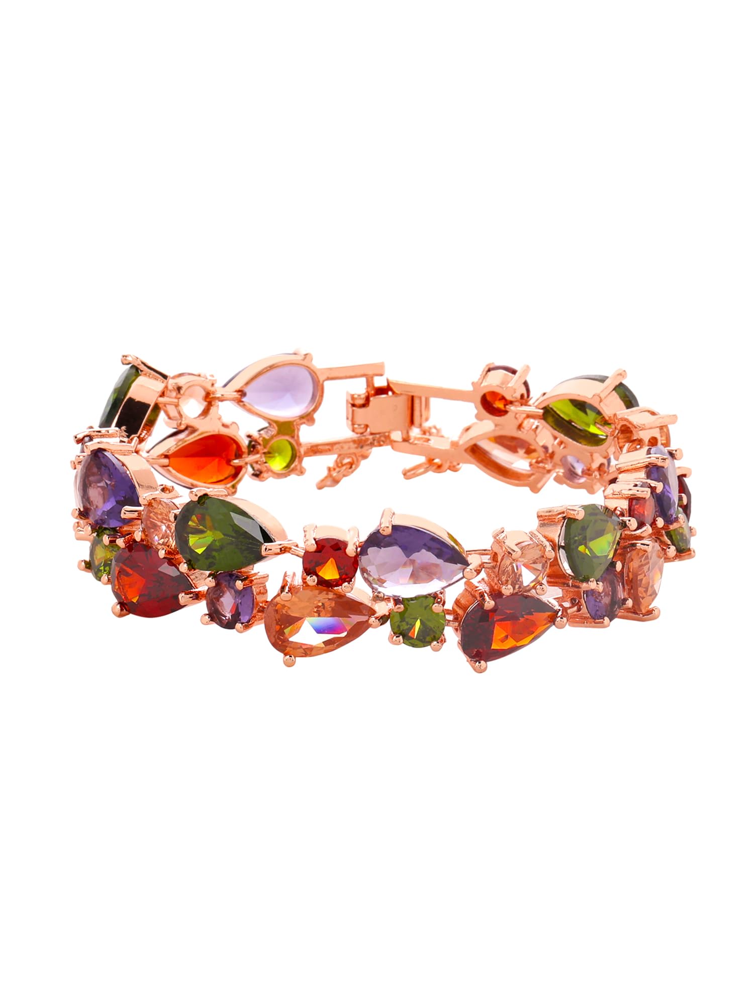 Yellow ChimesExclusive Sparkling Colors Flowerets Vine Swiss Cubic Zirconia Silver Plated Sparkling Bracelet for Women and Girl's