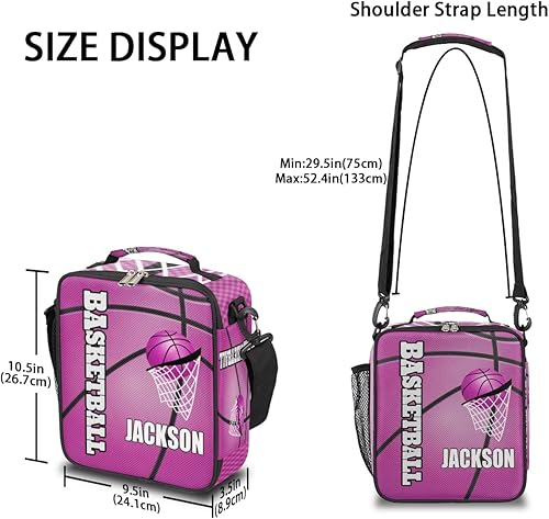 Miniatura 3 de Bolsa de almuerzo personalizada para niñas, niños, adolescentes, hombres y mujeres, regalo personalizado, bolsa de almuerzo de baloncesto púrpura