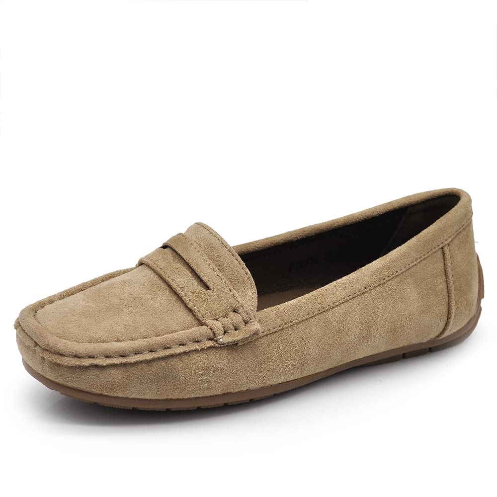 IF Fashion Chaussures Mocassins Slip On Loafers Doux Femme avec Strass Pierres Daim Suède 7137