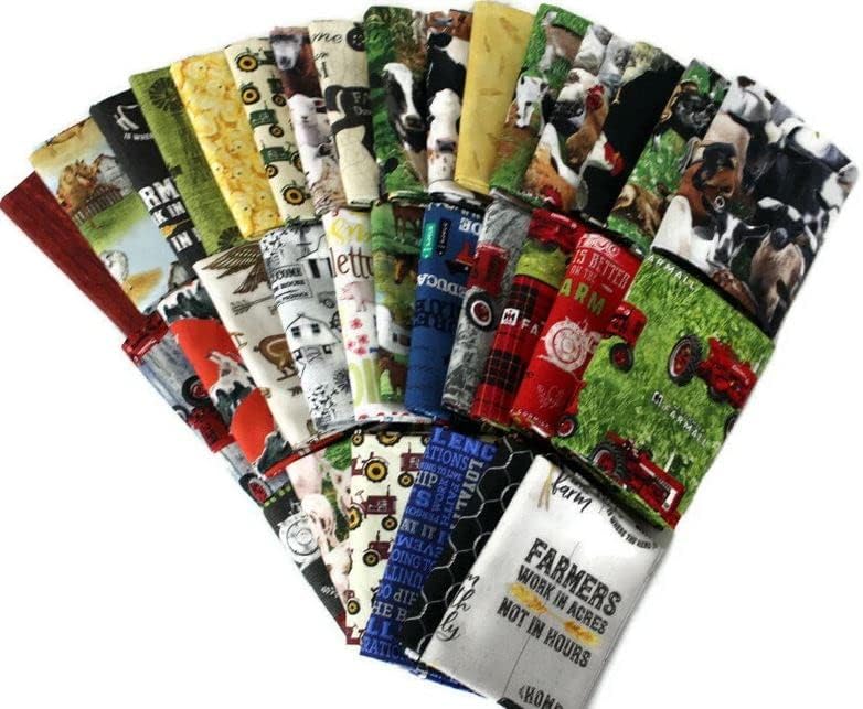 10 Fat Quarters - Farm Farming Country Hobby Farmer Ranch Orchard Farmhouse Animals Assorted Quilters Cotton Fabric Bundle