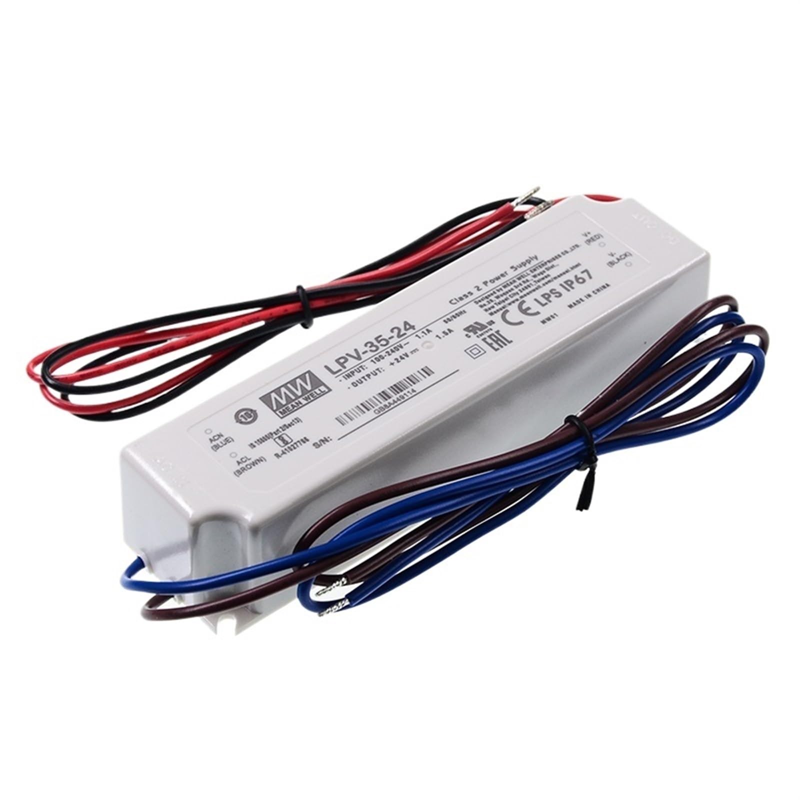 FCARUMIQP LPV-35-24 LED Driver 110/220VAC to 24V DC 1.5A 36W Waterproof IP67 Constant Voltage Switching Power Supply