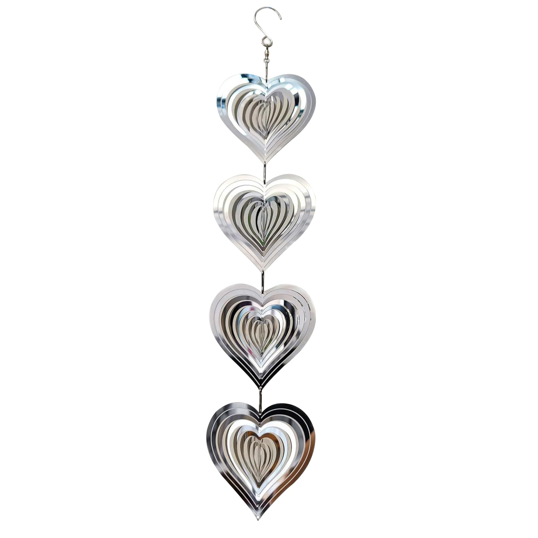 3D Heart Metal Wind Spinner - Garden Hanging Ornament and Sun Catcher for Outdoor Decor
