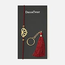 DecorTwist® Rakhi for Brother Lotus Design Brass Rakhi with Keychain Cum Bookmark for Bhaiya Kids Man Rakhi for Rakshbandhan Rakhi Gift for Brother