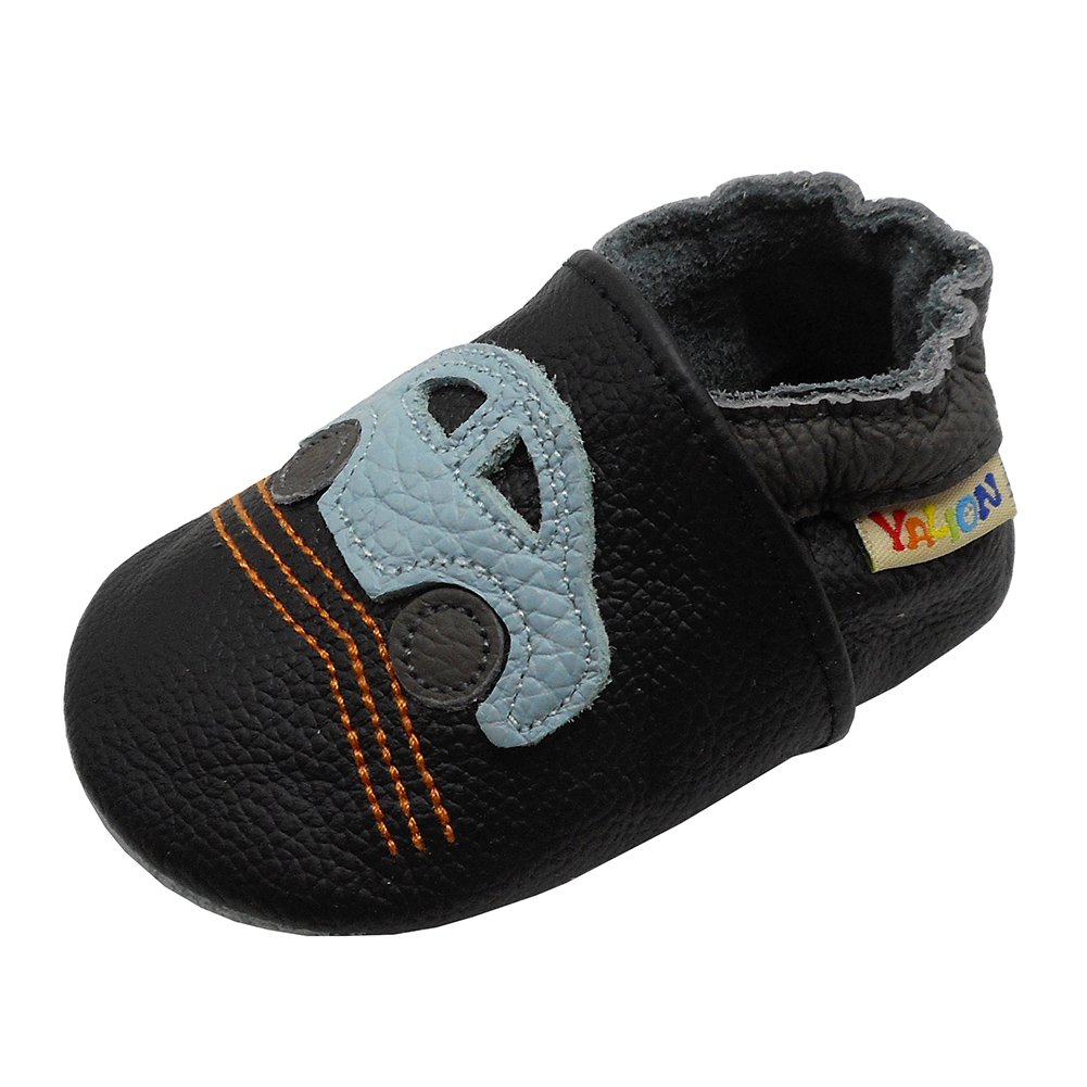 YALION Baby Junge Mädchen Weicher Leder Lauflernschuhe Krabbelschuhe Babyhausschuhe mit Wildledersohlen