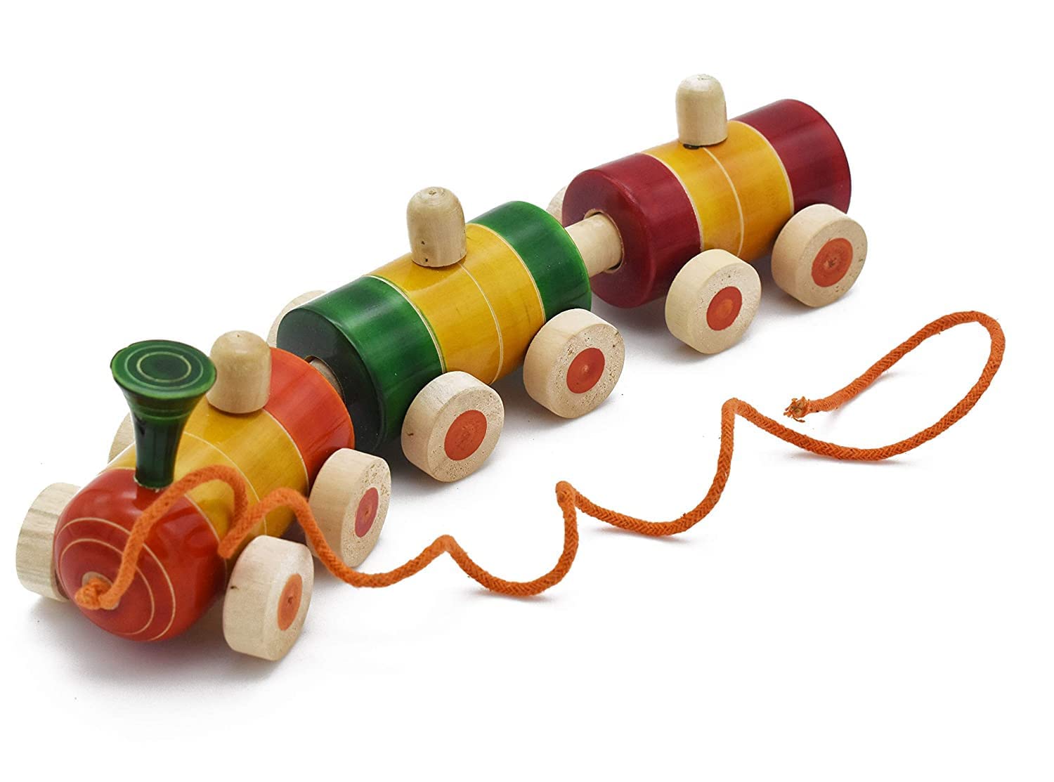 Channapatna Toys Pull Along Toy Wooden Train for 1 Year & Above Kids, Toddlers, Infant & Preschool Toys - Multicolor - with Attached String- Encourage Walking and Gross Motor Skills (B0B1CCKSZP) Amazon Price History, Amazon Price Tracker