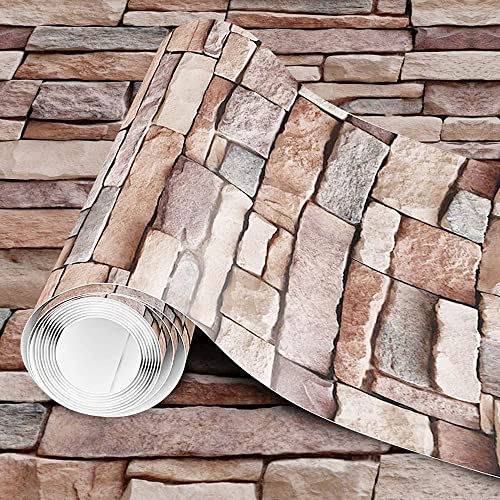 Gogodecal Brick Wallpaper Peel And Stick - New And Improved 3D Wallpaper For Bedroom - Stone Wallpaper - Removable Wallpaper Stick And Peel - Faux 3D Wall Paper – 17.71” X 118” (1) #TOP6