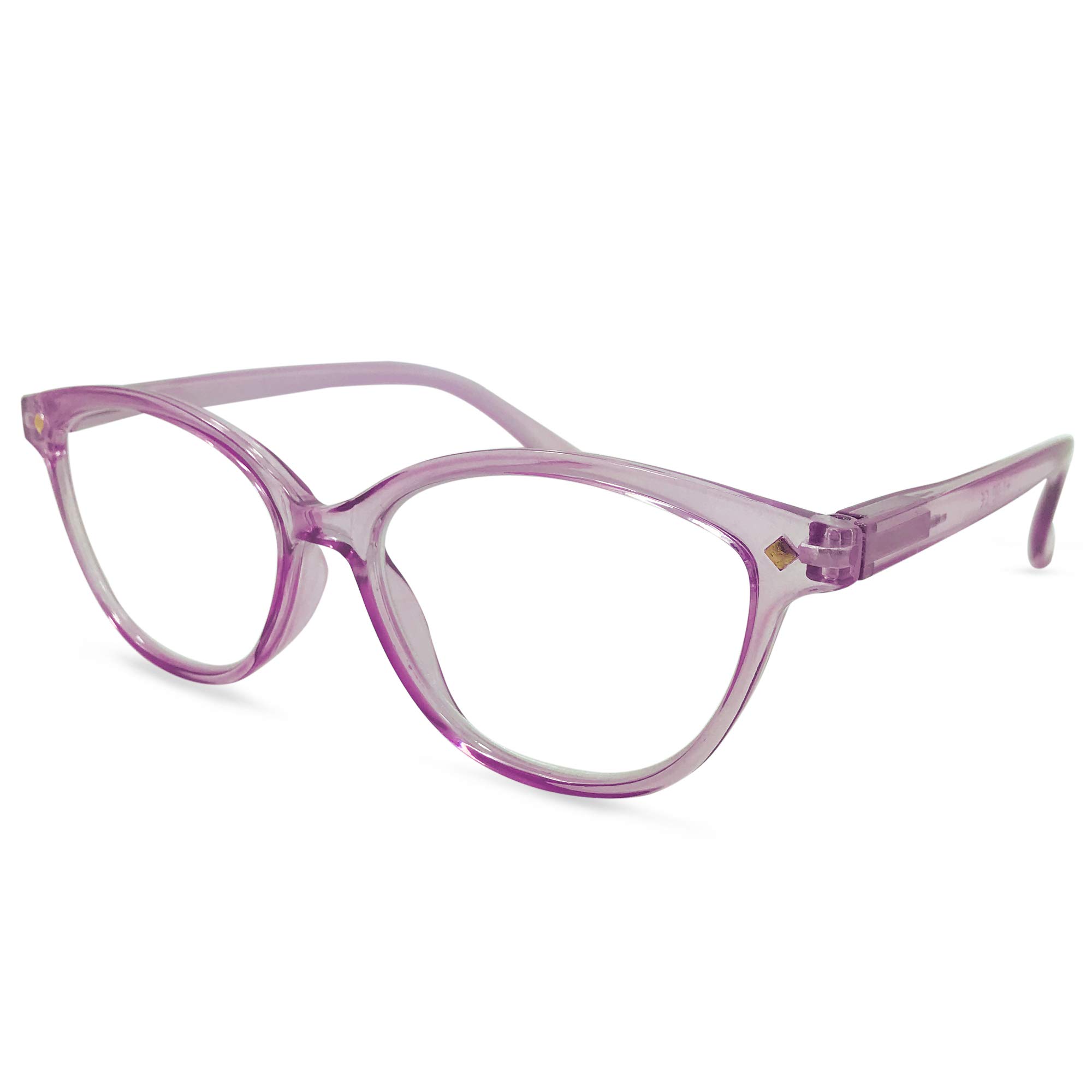 City Sights Eyewear Manhattan Cateye Thin Lightweight Womens Readers (Clear Lavender, 4.0)