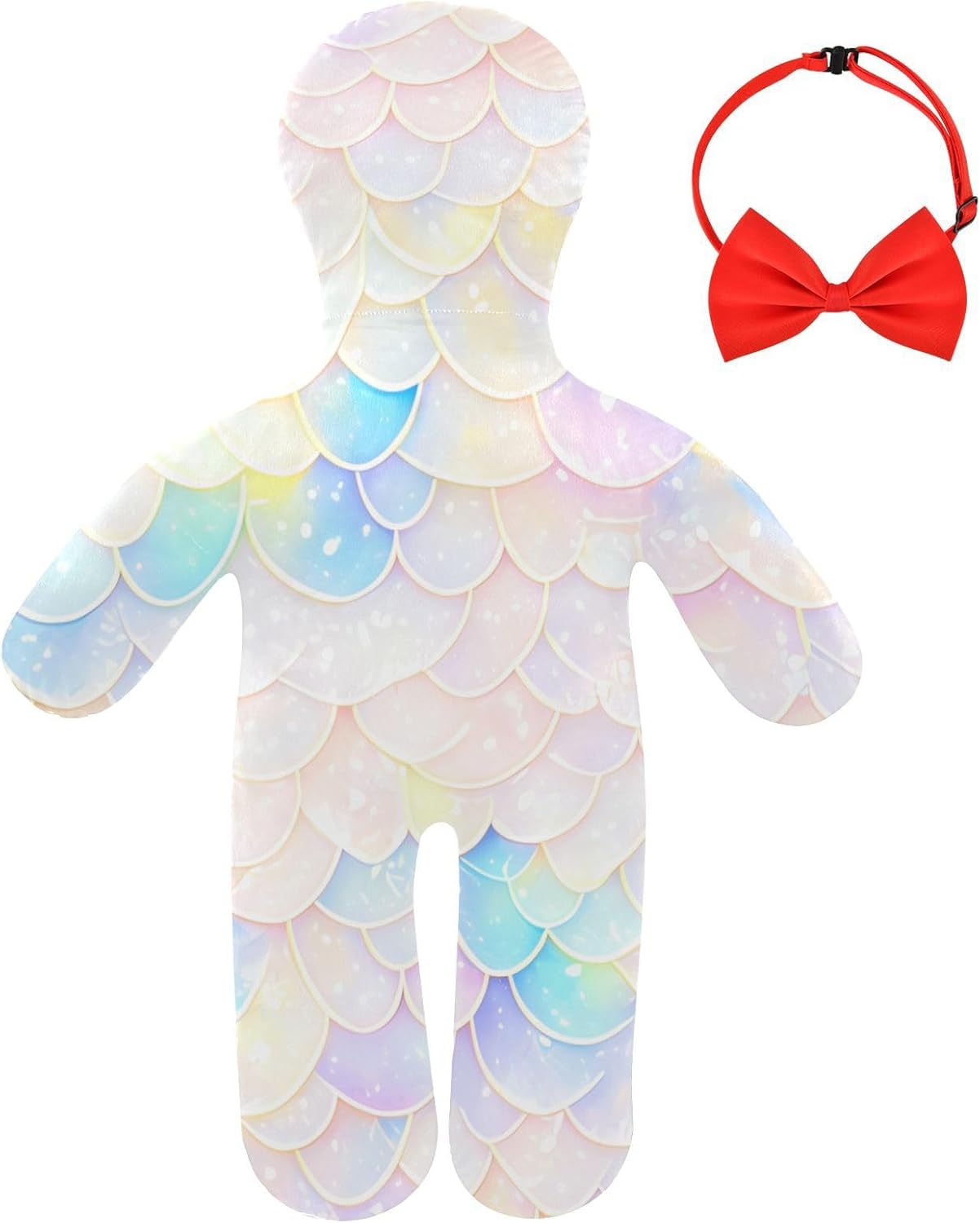 Flexible Human Pillow Fleece Material Office Nap Pillows Back Support for Kids White Fish Scale Shimmering