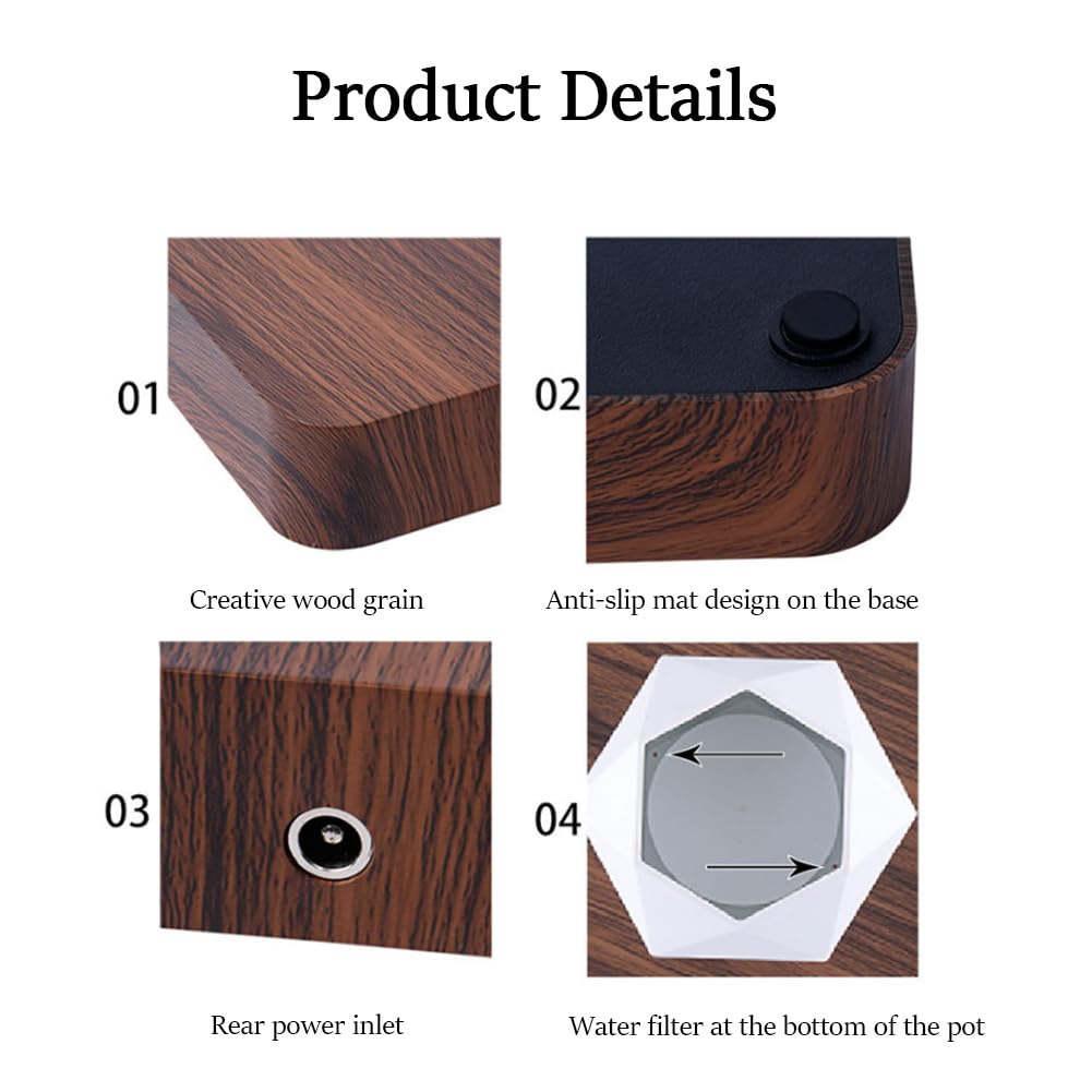 ZBOLI Bonsaï à air Flottant, Pot de bonsaï à Suspension à Rotation de Grain de Bois, Ornement créatif de Plante en Pot Rotatif à 360 °, Pot de Plante Flottant pour Petites Plantes, pour la décoration