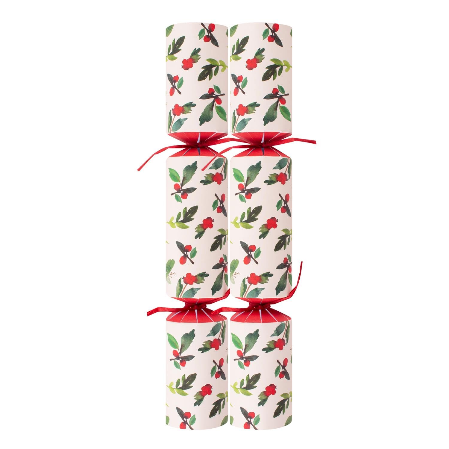 Yöl White Box Of 50 Berry Christmas Crackers Bulk Catering Party Celebration 12" Xmas Restaurant School Hotel